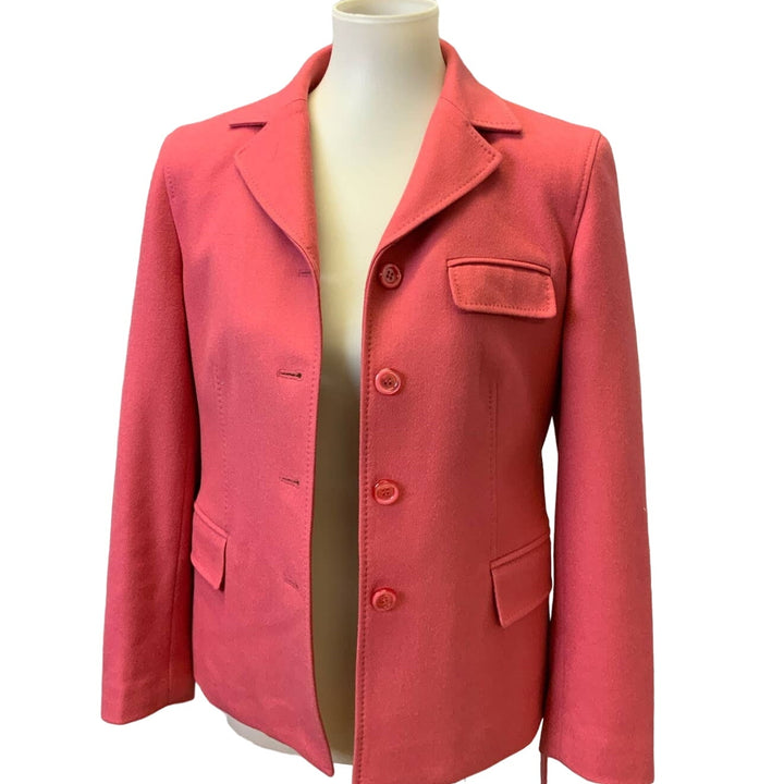 Talbots Petites Size 8 Hot Pink Wool Cashmere Blend Career Blazer Jacket w Belt