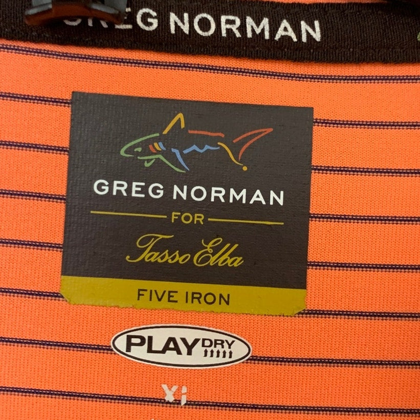 Lot of 2 Greg Norman Mens XL Striped Heathered Short Sleeve Polo Shirts EUC