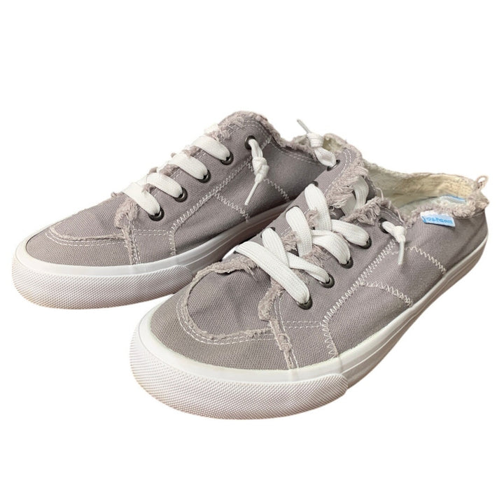 Obtaom Womens 9 Canvas Sneakers Memory Foam Backless Round Toe Slip On Shoes
