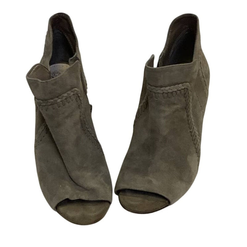 Vince Camuto US Size 8.5 Suede Leather Peep Toe Side Zip 4.25" Heel Shootie Shoe