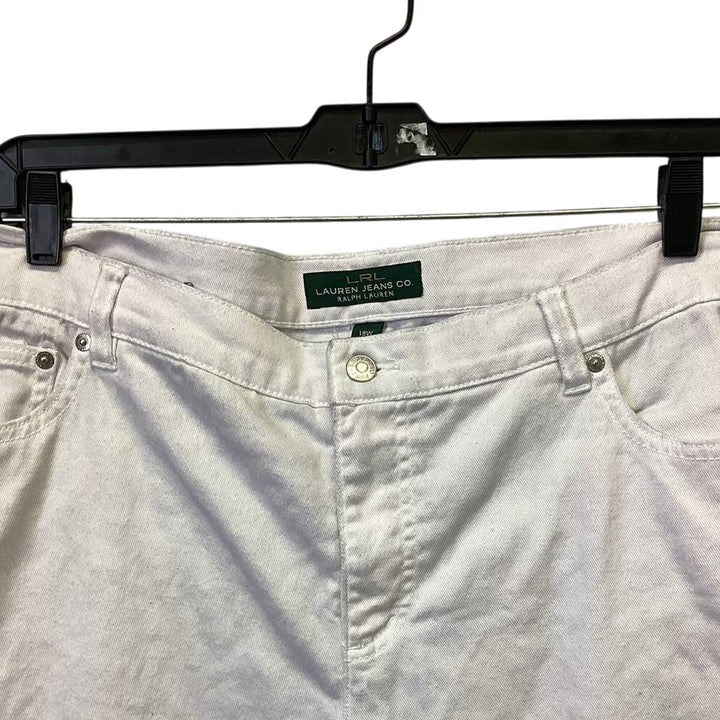 Lauren Ralph Lauren Womens Plus Size 18W White Denim Stretch Cotton Jeans