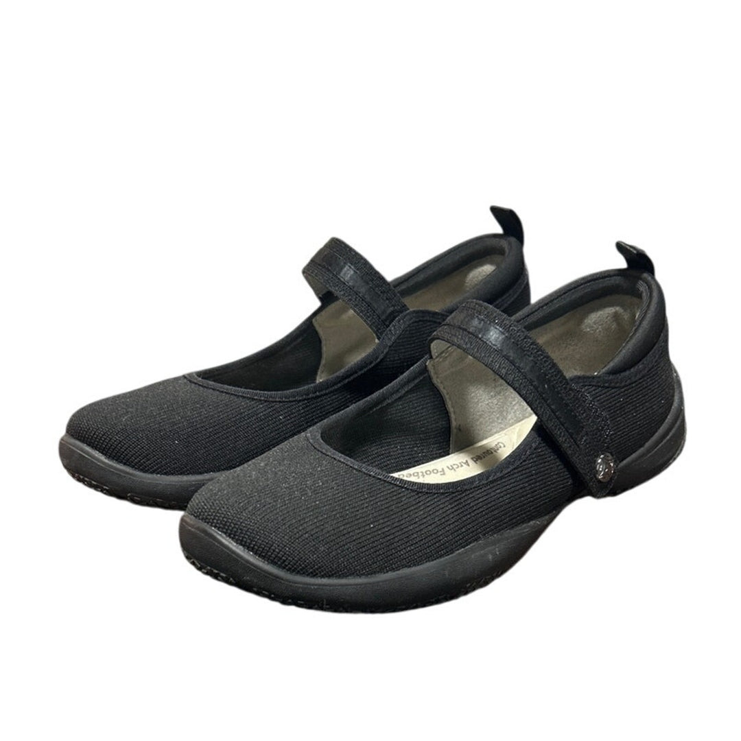 New JSport Womens Size 7 Black Fabric Hook Loop Closure Melody Mary Jane Shoes