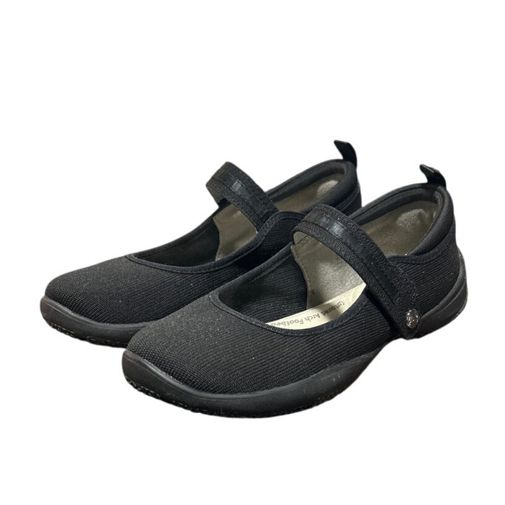 New JSport Womens Size 7 Black Fabric Hook Loop Closure Melody Mary Jane Shoes