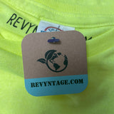 Hand Printed Upcycled Kids Medium Dragonfly Neon Yellow Short Sleeve Tee Shirt