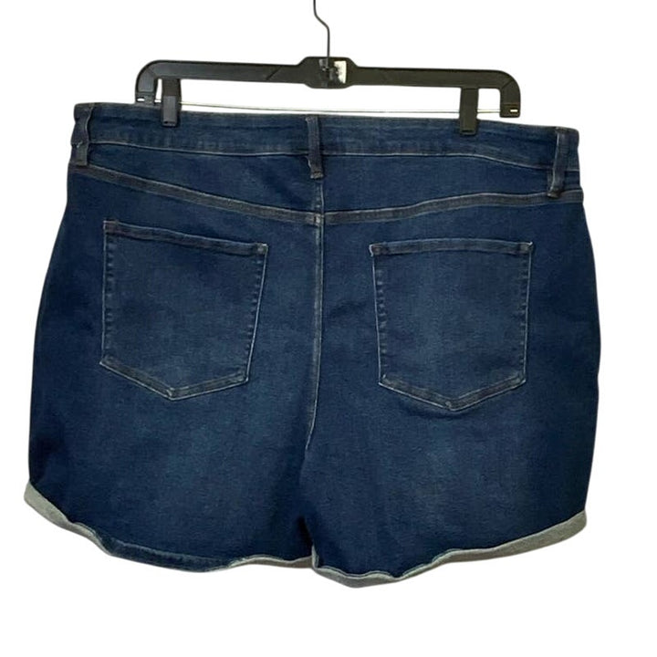 Ava &amp; Viv 22W Stretch Cotton Dark Wash Denim Blue Jean Short Shorts w Pockets