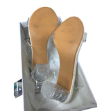 ZriEy Womens Size 8.5 Clear Ankle Strap 3" Chunky Block Heels Wedding Shoes