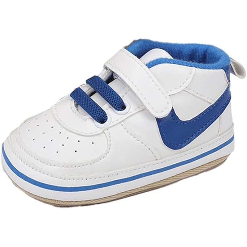 New Clowora Unisex Size 12-18 Months Blue White Infant Non-Slip Baby Shoes