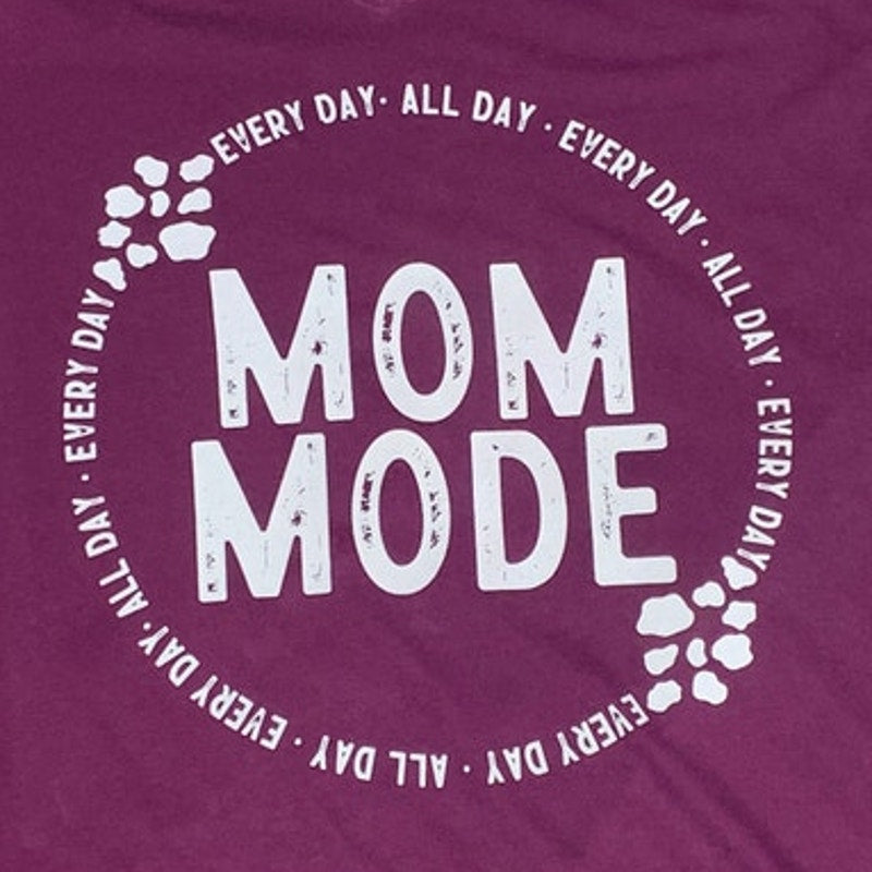 Upcycled Hand Printed Womens 2X Mom Mode PolyCptton Short Sleeve VNeck Tee Shirt