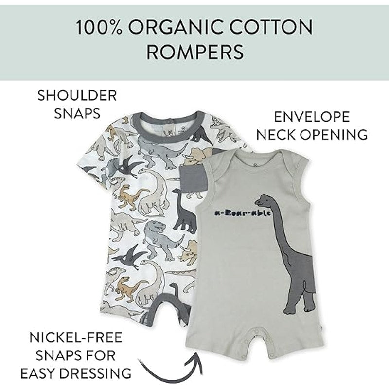 New 2-Pack HonestBaby Boys 12 Months Short Sleeve Tank Organic Cotton Rompers