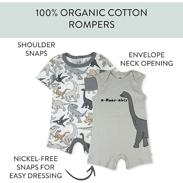New 2-Pack HonestBaby Boys 12 Months Short Sleeve Tank Organic Cotton Rompers