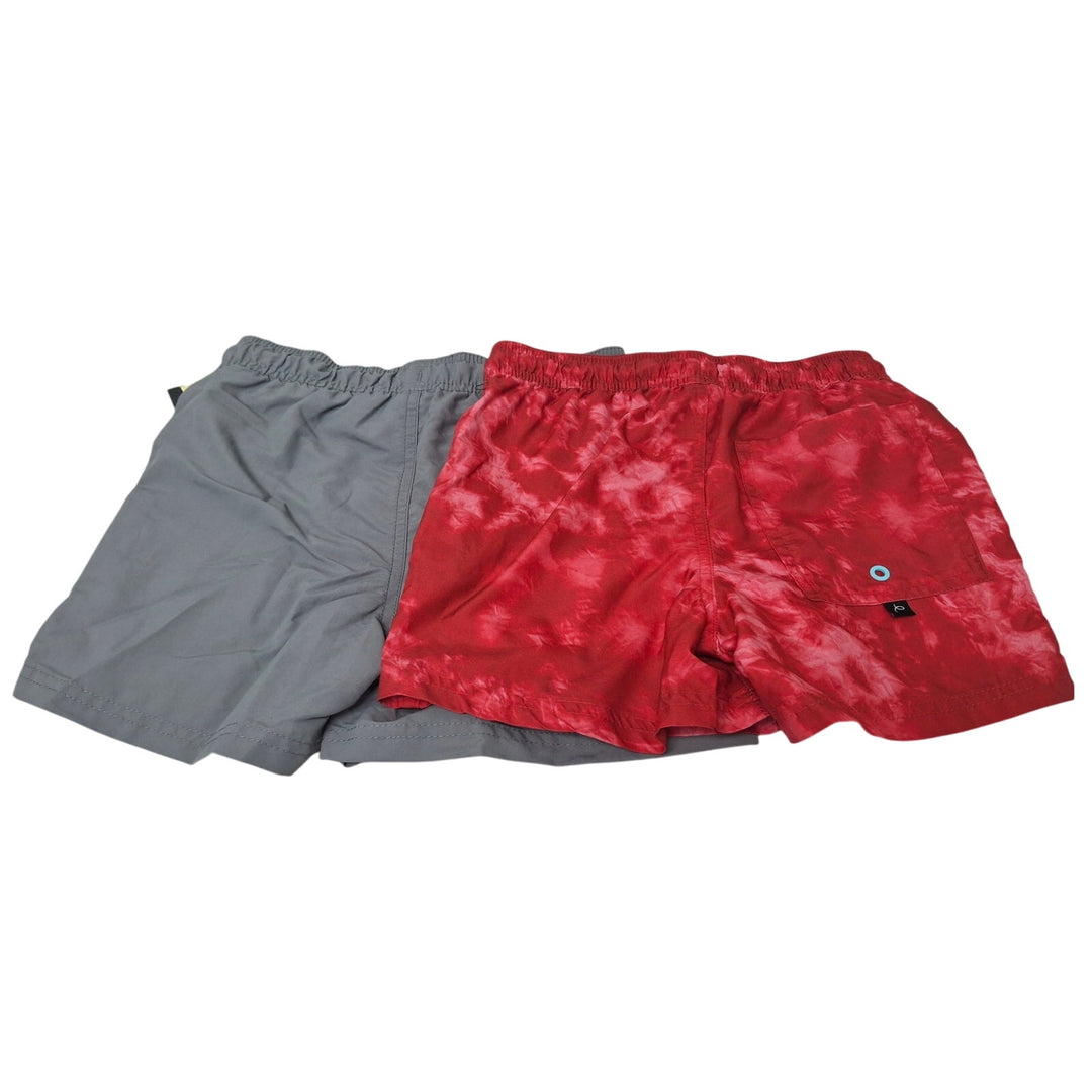 2 New Art Class Boys Medium Red Gray Drawstring Waist UPF 50+ Swim Trunks