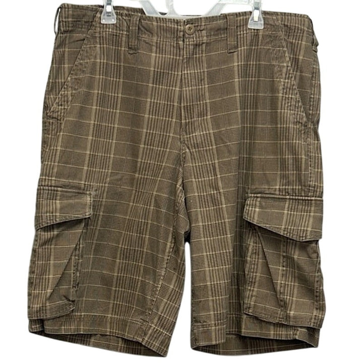 Urban Pipeline Mens Size 36 100% Cotton Long Plaid Board Golf Shorts w Pockets