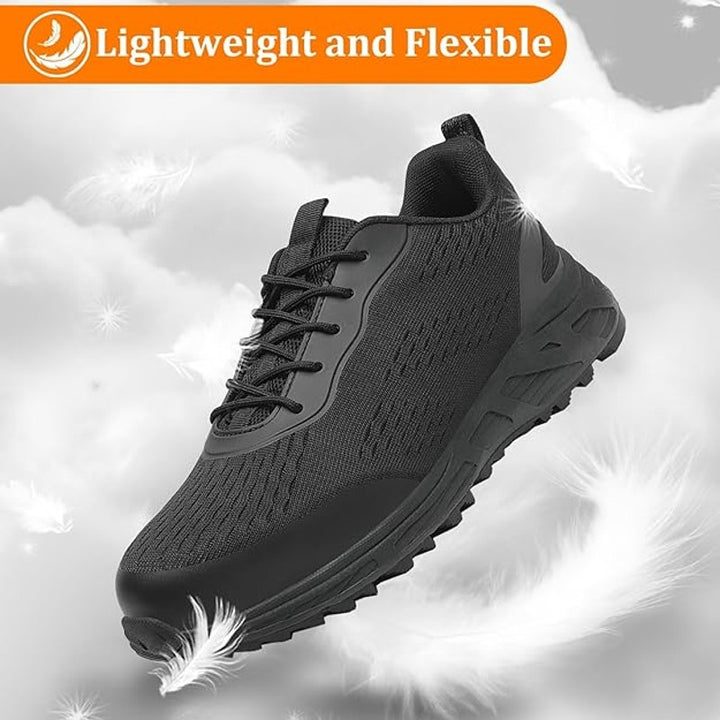 VikoViren Mens Size 10.5 Black Lace Up Steel Toe Lace Up Non Slip Safety Shoes