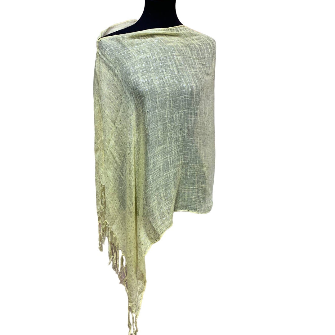 Handmade Yellow Silver Stars Lightweight Poncho Shawl Wedding Wrap Scarf