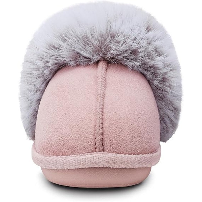 Vidayie Women Size Large (7-8) Pink Faux Suede Furry Slide On Mule Slipper Shoes