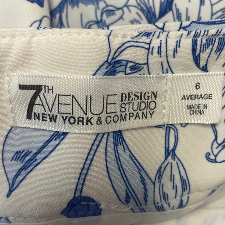 7th Avenue Design Studio Womens Size 6 Average Blue Floral Front Zip Pants