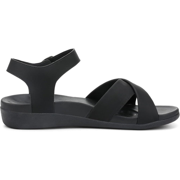 Utenag Womens Size 9.5 Black Open Toe Buckle Strap Comfort Flat Walking Sandals