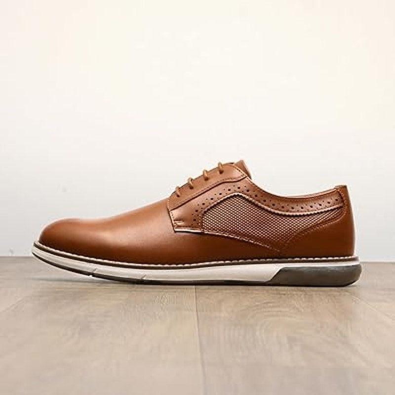 New Bruno Marc Mens Size 10.5W Wide Brown Plain Toe Oxford Business Formal Shoes