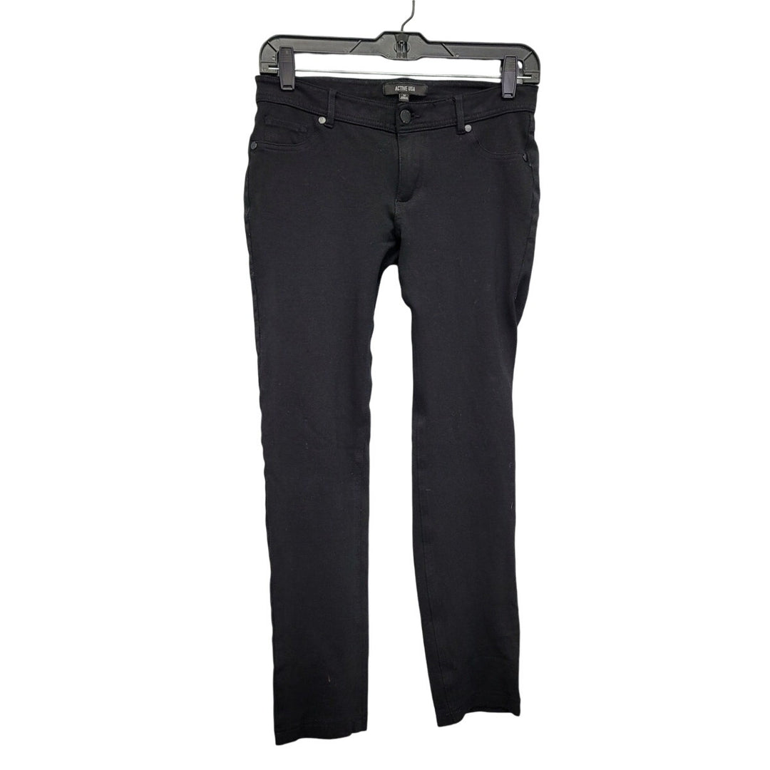 Active USA Womens Black Faux Pockets Medium Rayon Nylon Spandex Jeggings
