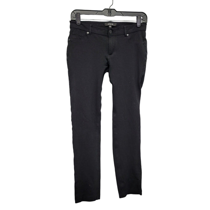 Active USA Womens Black Faux Pockets Medium Rayon Nylon Spandex Jeggings