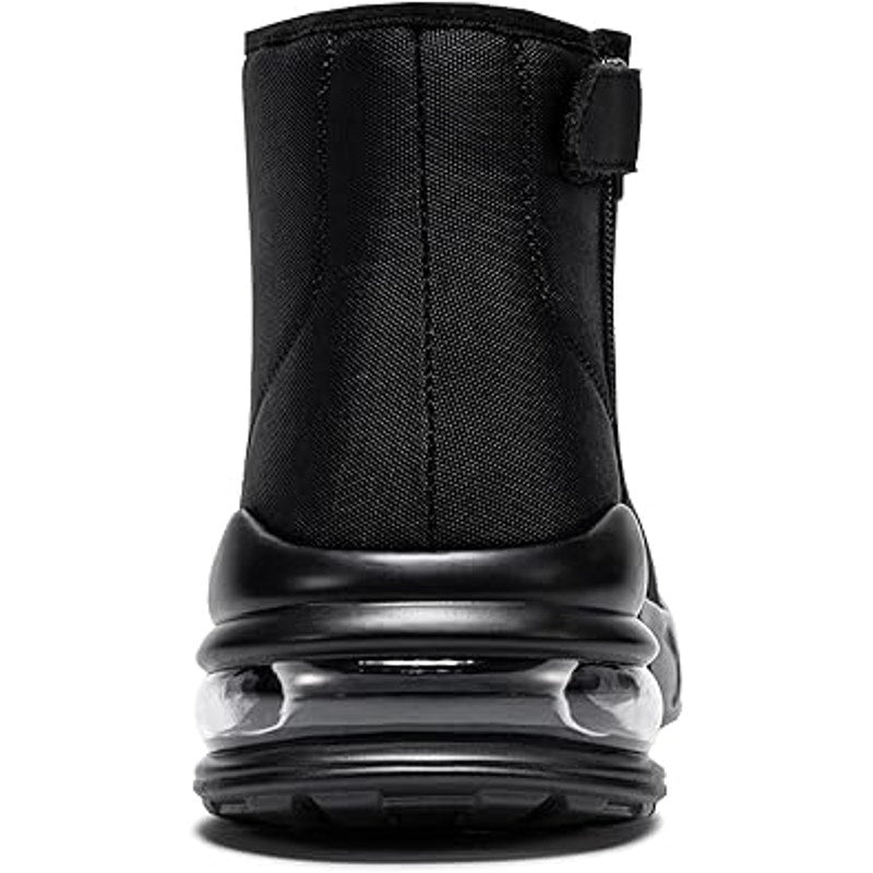 Larnmern Mens 9.5 Black Side Zip Lace Up Food Service Non Slip Air Cushion Shoes