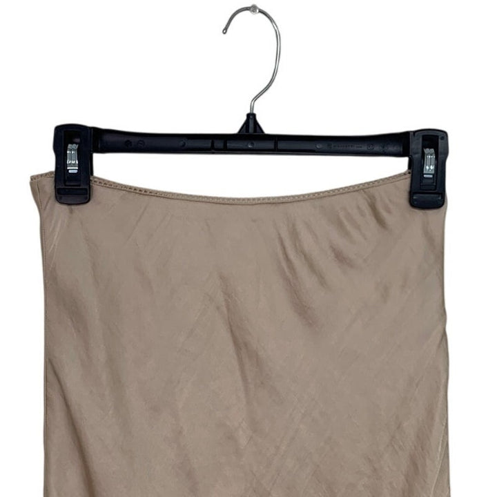 New American Eagle Womens Small AE High-Waisted Tan Sandbar Midi Slip Skirt
