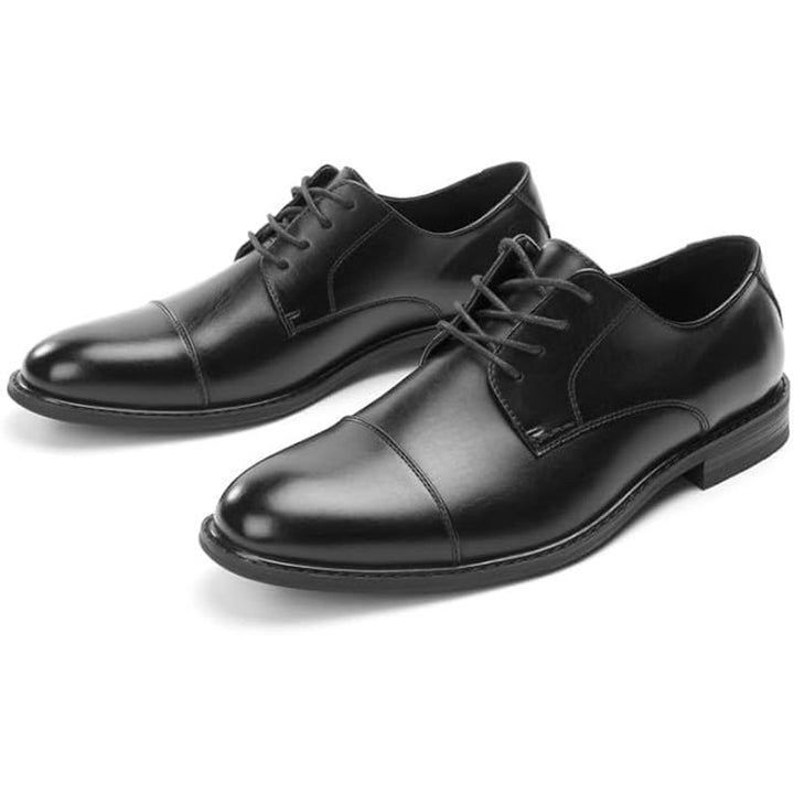Cusolamore Mens Size 10 Black Lace Up Wingtip Faux Leather Classic Dress Oxfords