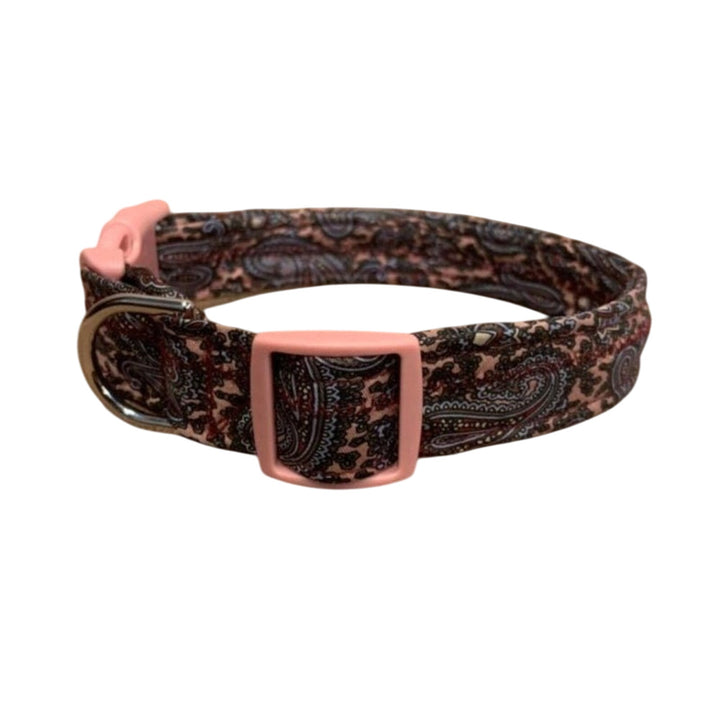 New Handmade Adjustable Upcycled Neck Tie Pink Navy Paisley Dog Collar