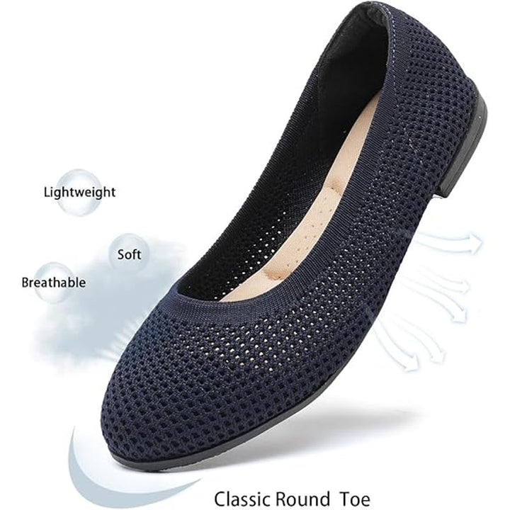 Saidoteto Womens Size 9 Navy Ballet Flats Closed Round Toe Slip On Shoes