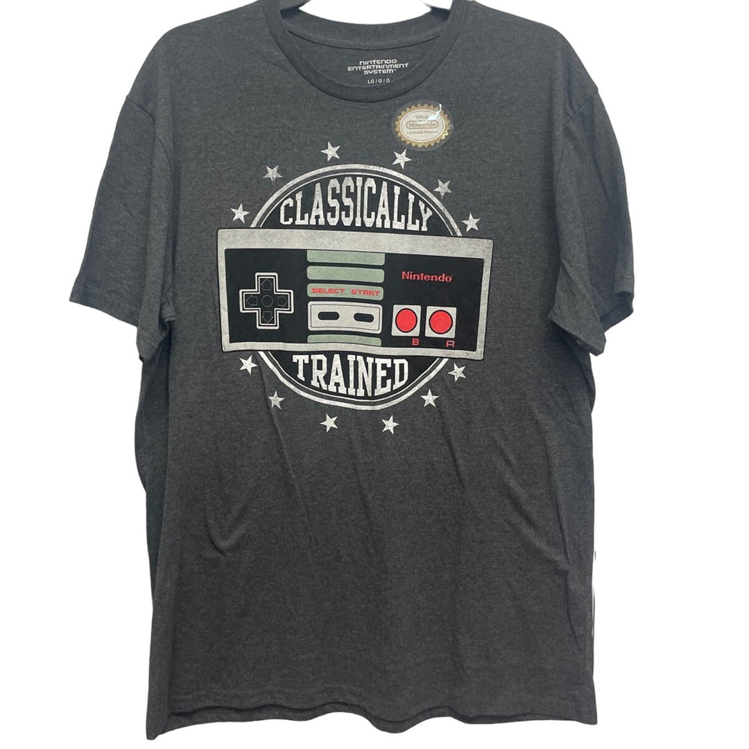 New Nintendo Mens Large Classically Trained Cotton Blend Short Sleeve Crew Tee