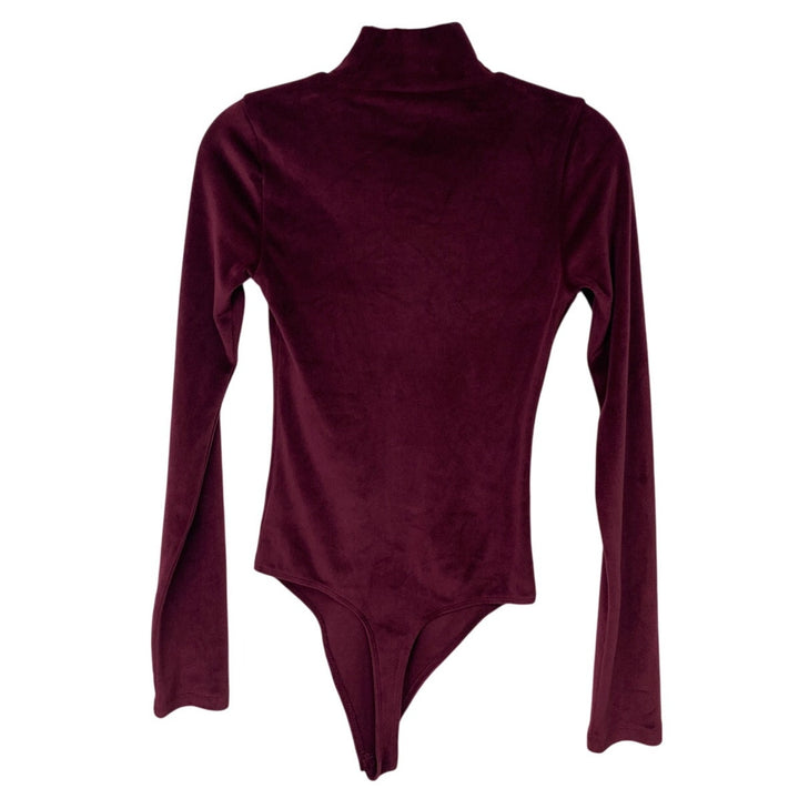 New American Eagle Womens Small Long Sleeve Soft Velour Snap Closure Bodysuit