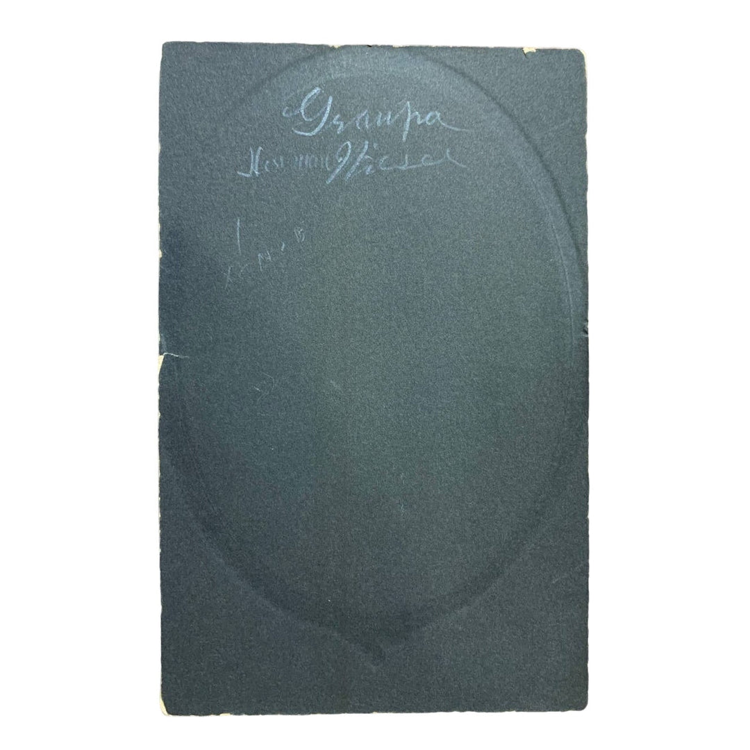 Antique Vintage Grandpa Wiesel Photograph on Cardboard w Embossed Oval Framing