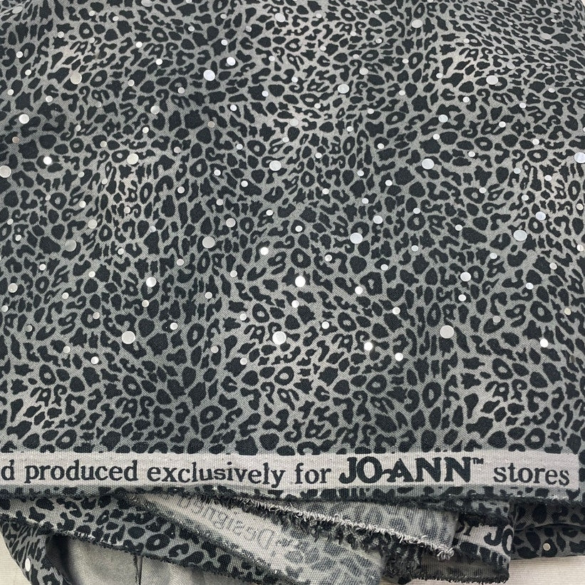 3+ yds JoAnn Crafts Metallic Sparkle Leopard Print Cotton Fabric Swatch Remnant