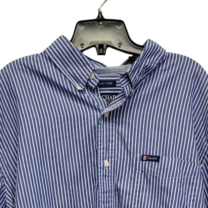 Chaps Mens XL Striped PolyCotton Long Sleeve Button Up Shirt w Front Pocket