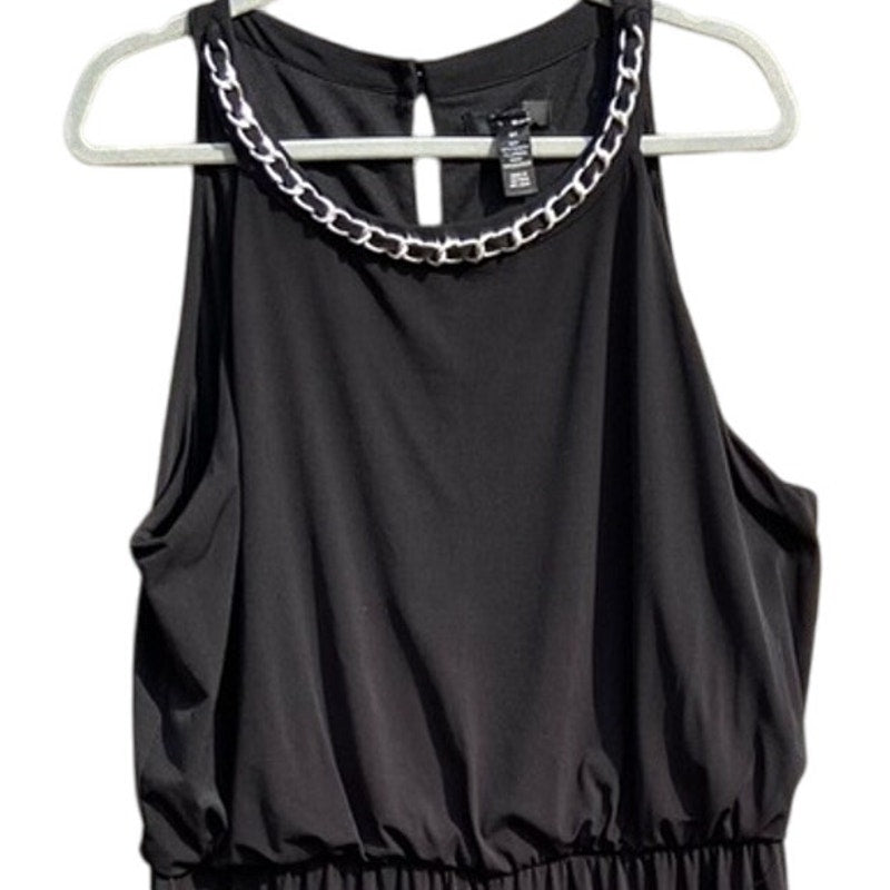 New Style &amp; Co Womens 3X Black Chain Neck Flowy Sleeveless Back Zip Jumpsuit