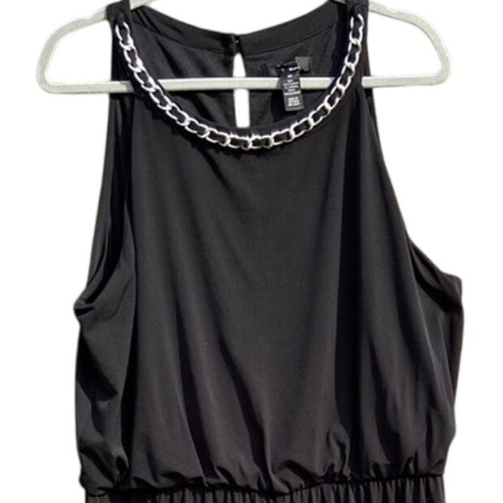 New Style &amp; Co Womens 3X Black Chain Neck Flowy Sleeveless Back Zip Jumpsuit