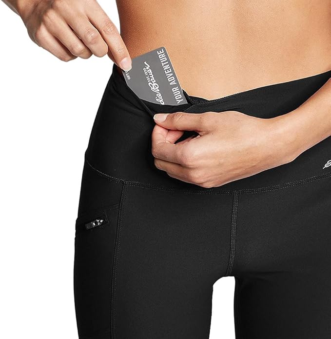 New Eddie Bauer Womens Black High Compression UPF 50+ Trail Tight Leggings