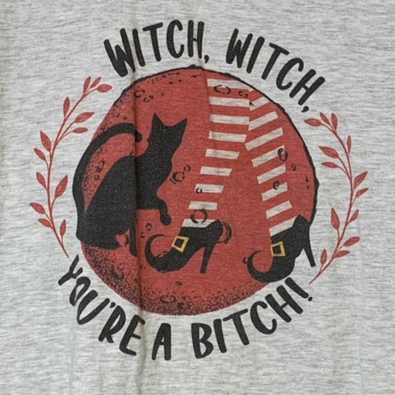 Live and Tell Womens Large Halloween Witch Youre a B*tch Short Sleeve Tee Shirt