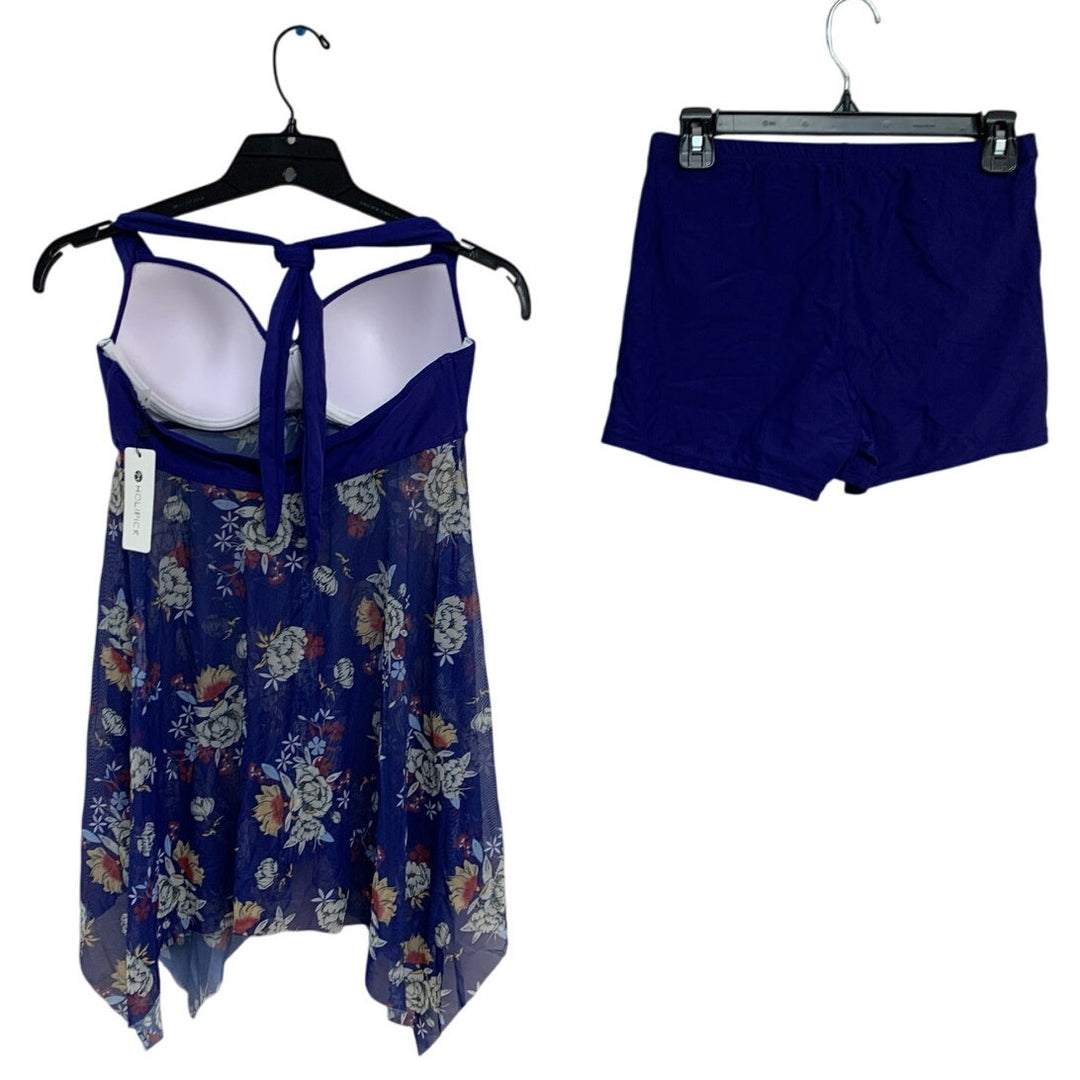 NWT New Holipick Women Medium Floral Push Up Halter 2 Piece Tankini Swimsuit