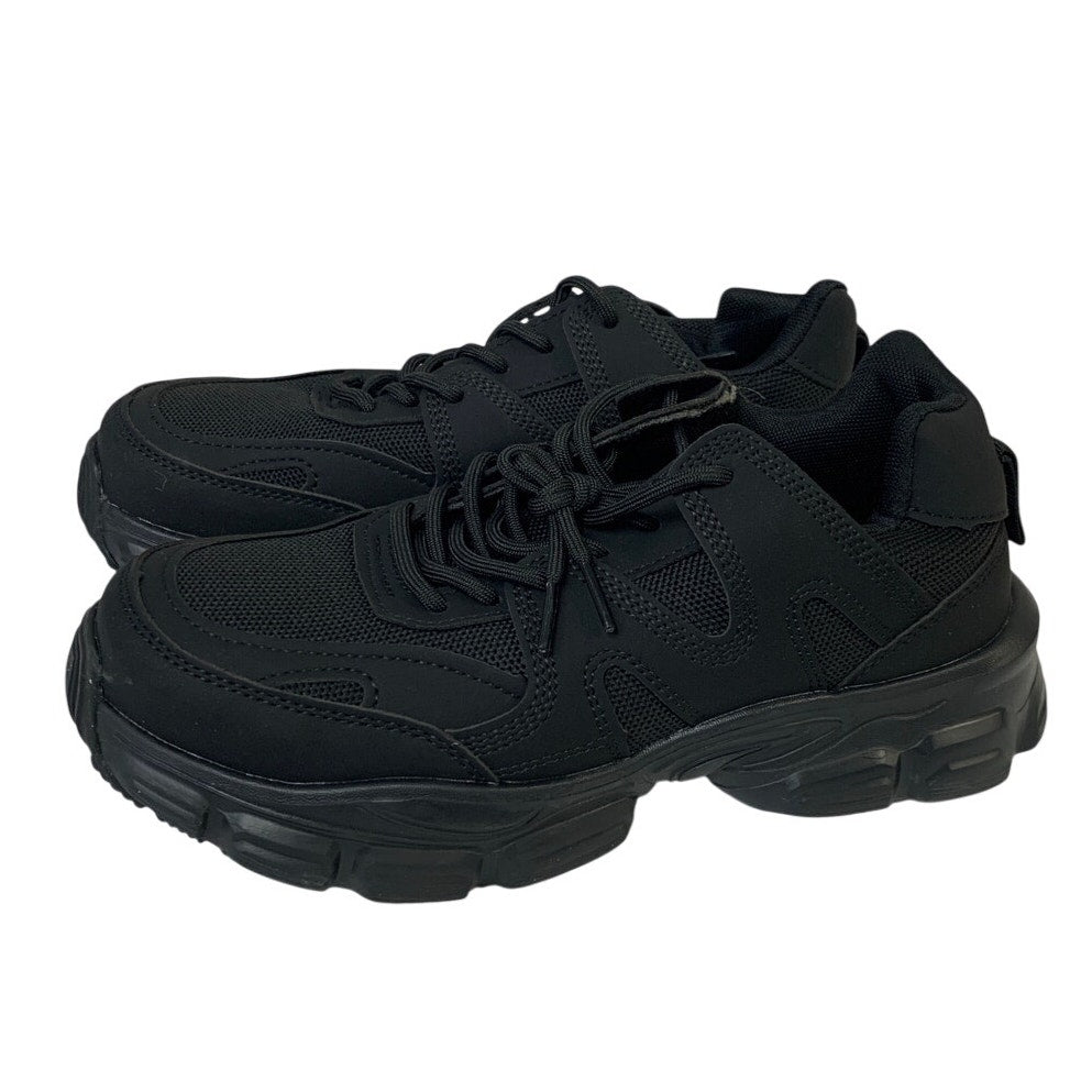 Mens Size 7 Black Sneakers Lace Up Slip On Closed Round Toe Tennis Shoes