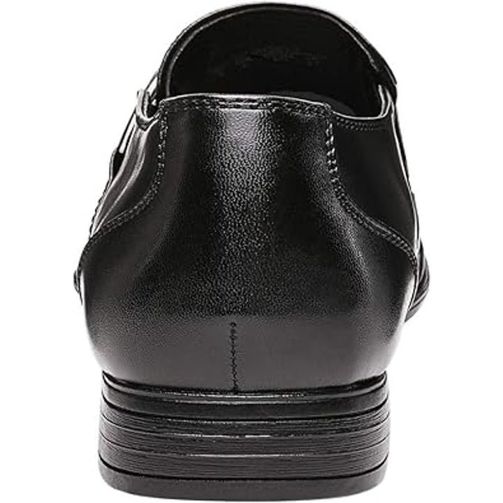 Bruno Marc Mens Size 13 Black Faux Leather Slide On Low Heel Dress Loafers Shoes
