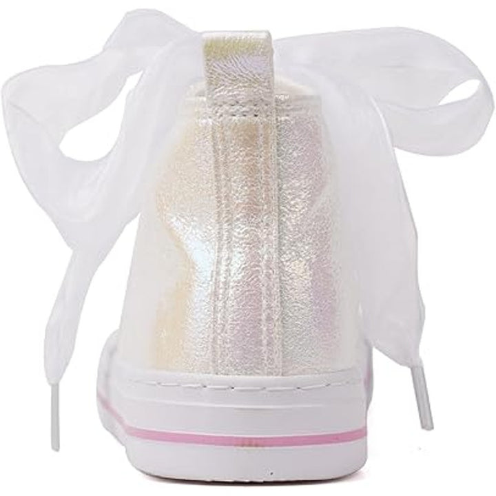 HugRain Toddler Girls Size 1 Kids White Sparkle Fashion Casual Sneaker Shoes