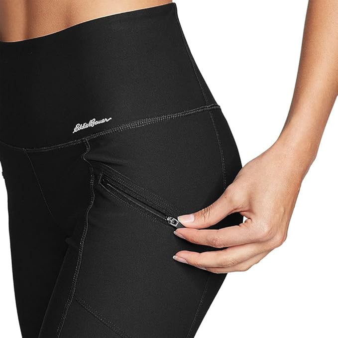 New Eddie Bauer Womens Black High Compression UPF 50+ Trail Tight Leggings