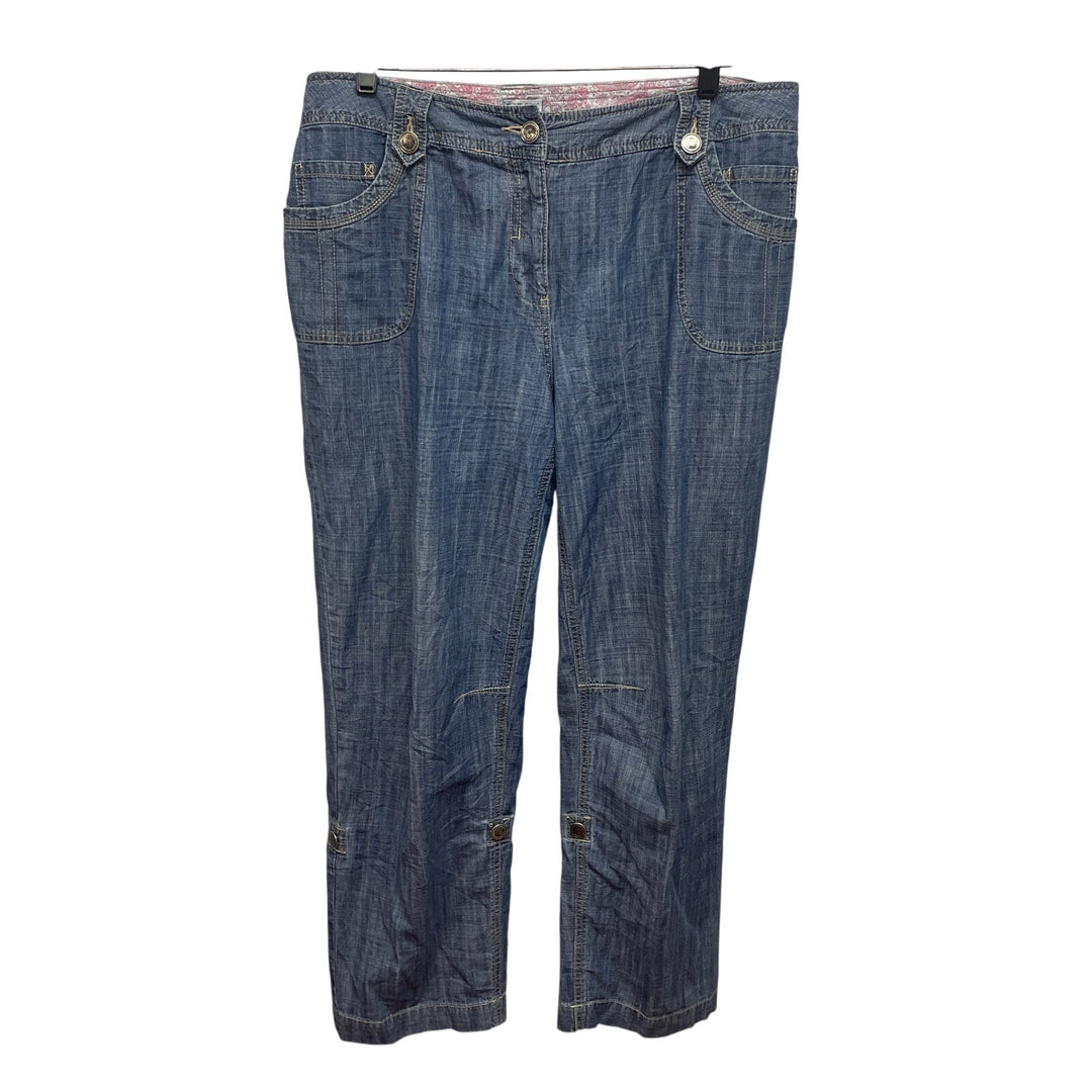 JMS Womens Size 18W 100% Cotton Roll Up Leg Lightweight Denim Blue Jeans