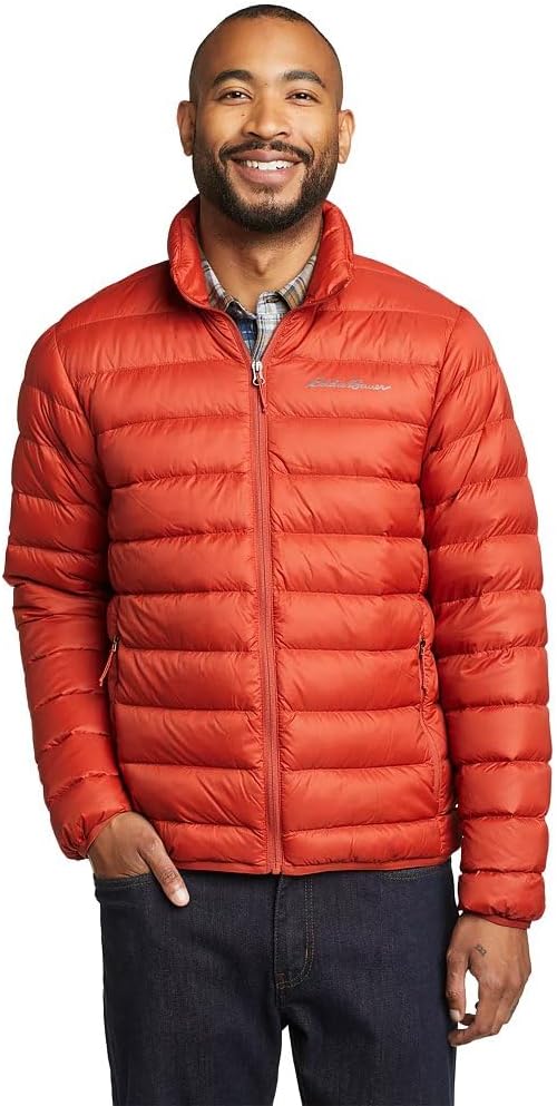 New Eddie Bauer Mens XL Red Orange Clay CirrusLite 650FP Down Zip Up Puffer Jacket