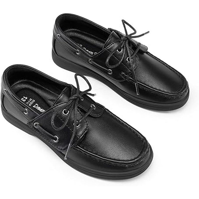 New Dream Pairs Little Boys Size 11 Black Faux Leather Slip On Dressy Boat Shoes