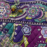 Vera Bradley Purple Blue Floral Quilted Fabric Handbag Purse Tote Bag