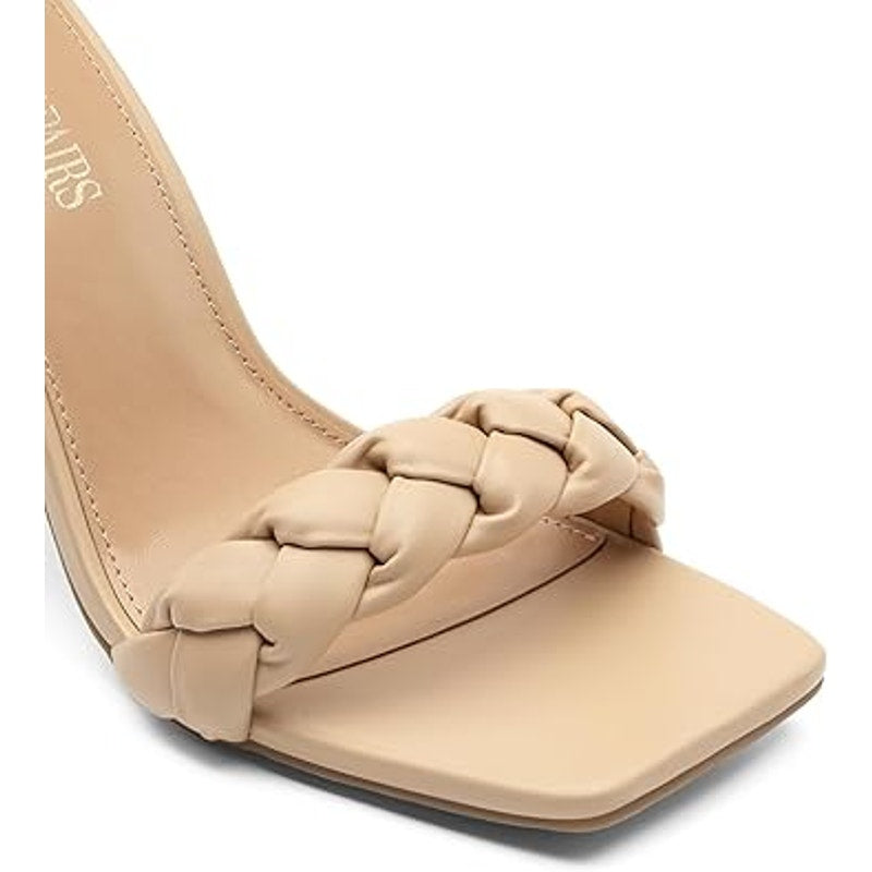 Dream Pairs Womens Size 9 Tan Braided 4" Block Heel Open Toe Ankle Strap Shoes