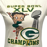 2010 Super Bowl XLV Womens XL Green Bay Packers Betty Boop Short Sleeve Tee