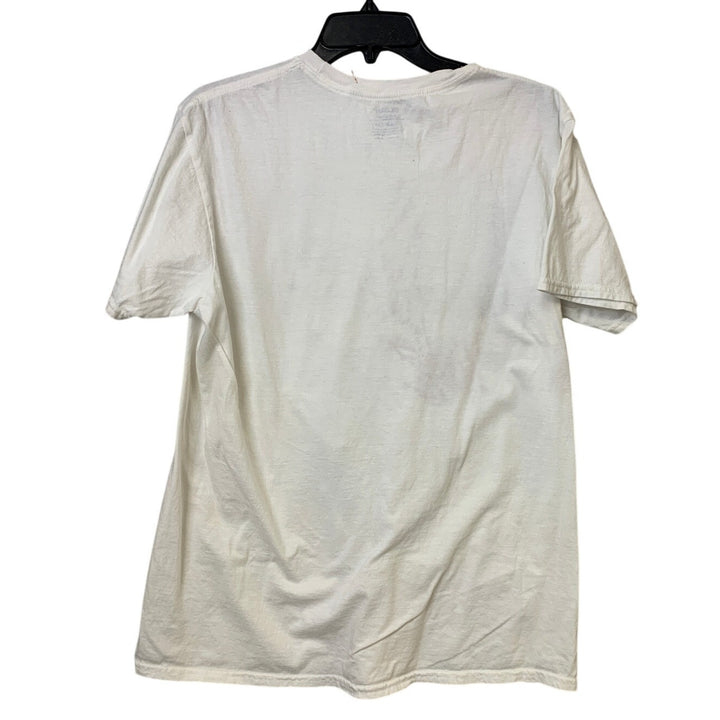 New Hand Printed Womens Large Pray Jesus Crucifix White Crew Neck Tee Shirt